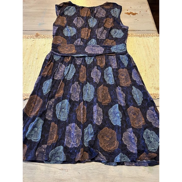 Boden Dresses & Skirts - Boden Selina Blue Purple Floral Full Skirt Cap Sleeves Midi Ruched Waist Sz 14